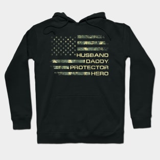 Husband Daddy Protector Hero Flag Hoodie